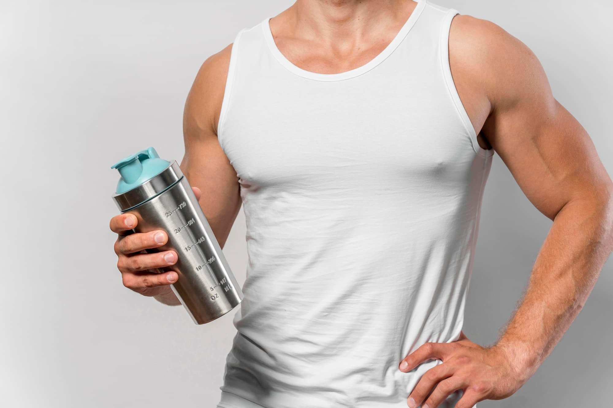 Deportista batido proteína de leche