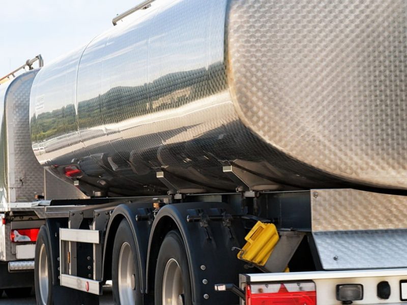 Tanker storage vessel on the road in Switzerland